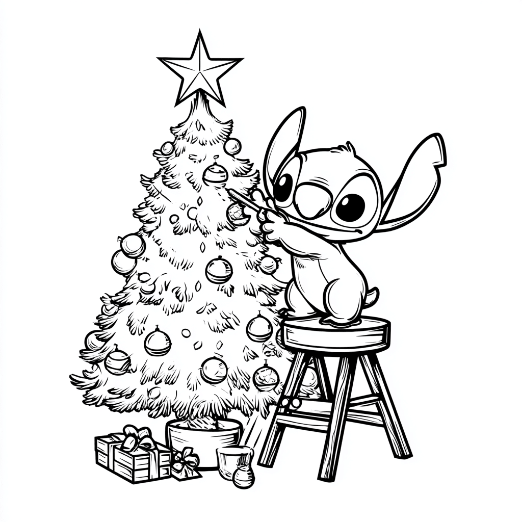 dibujos de stitch de navidad para colorear